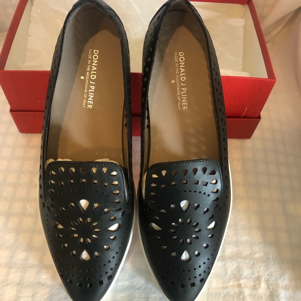 Donald J. Pliner Women's Black Perforated Loafers